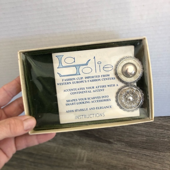 Vtg West Germany Silver Scarf Clips - Picture 2 of 11